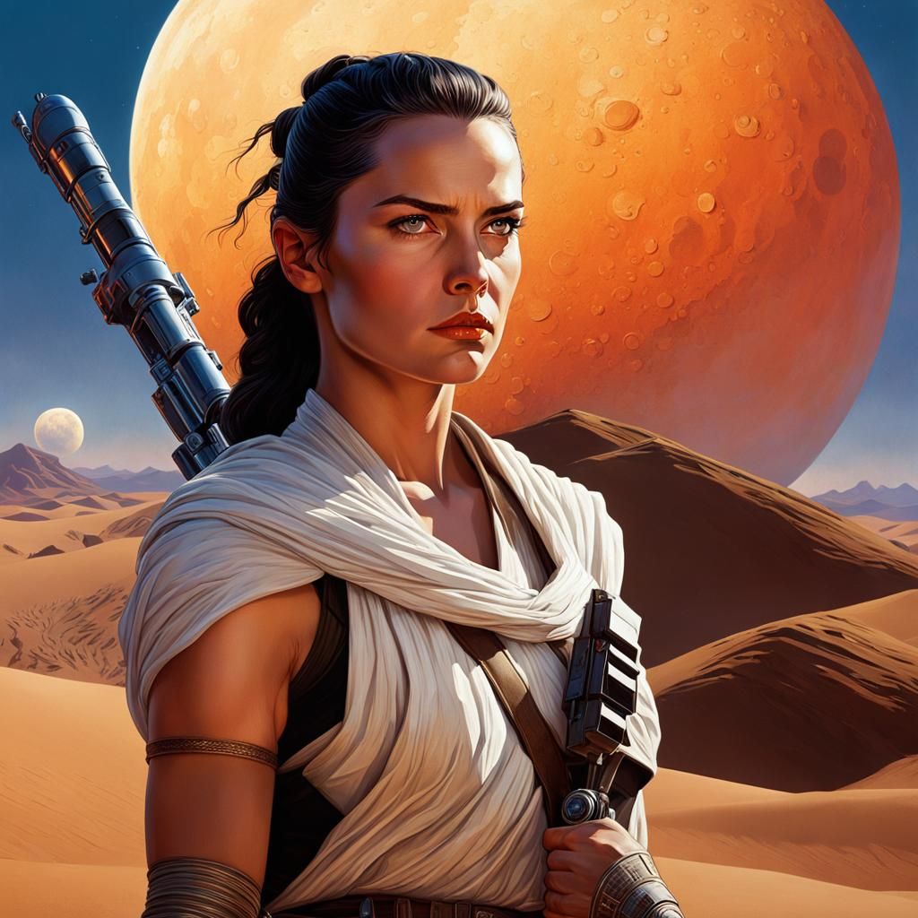 Hyperrealistic Desert World Portrait Inspired by Star Wars