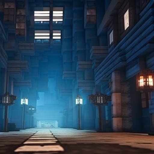 Minecraft City Alleyway in Pastel Grunge Style