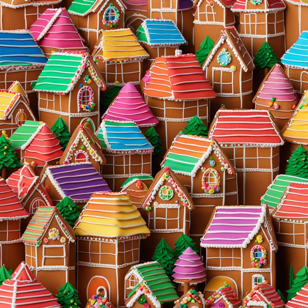 Colorful Gingerbread House Papercraft in 8K