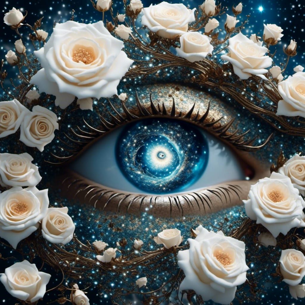 Surreal Eye with Wings in Fantasy Sky