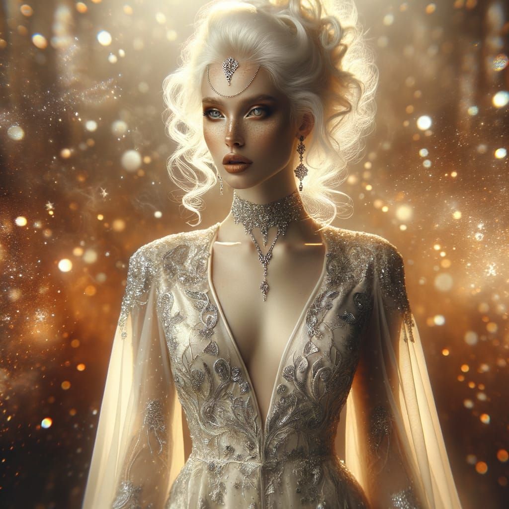 Enchanted Woman with Glowing Skin in Fantasy Setting