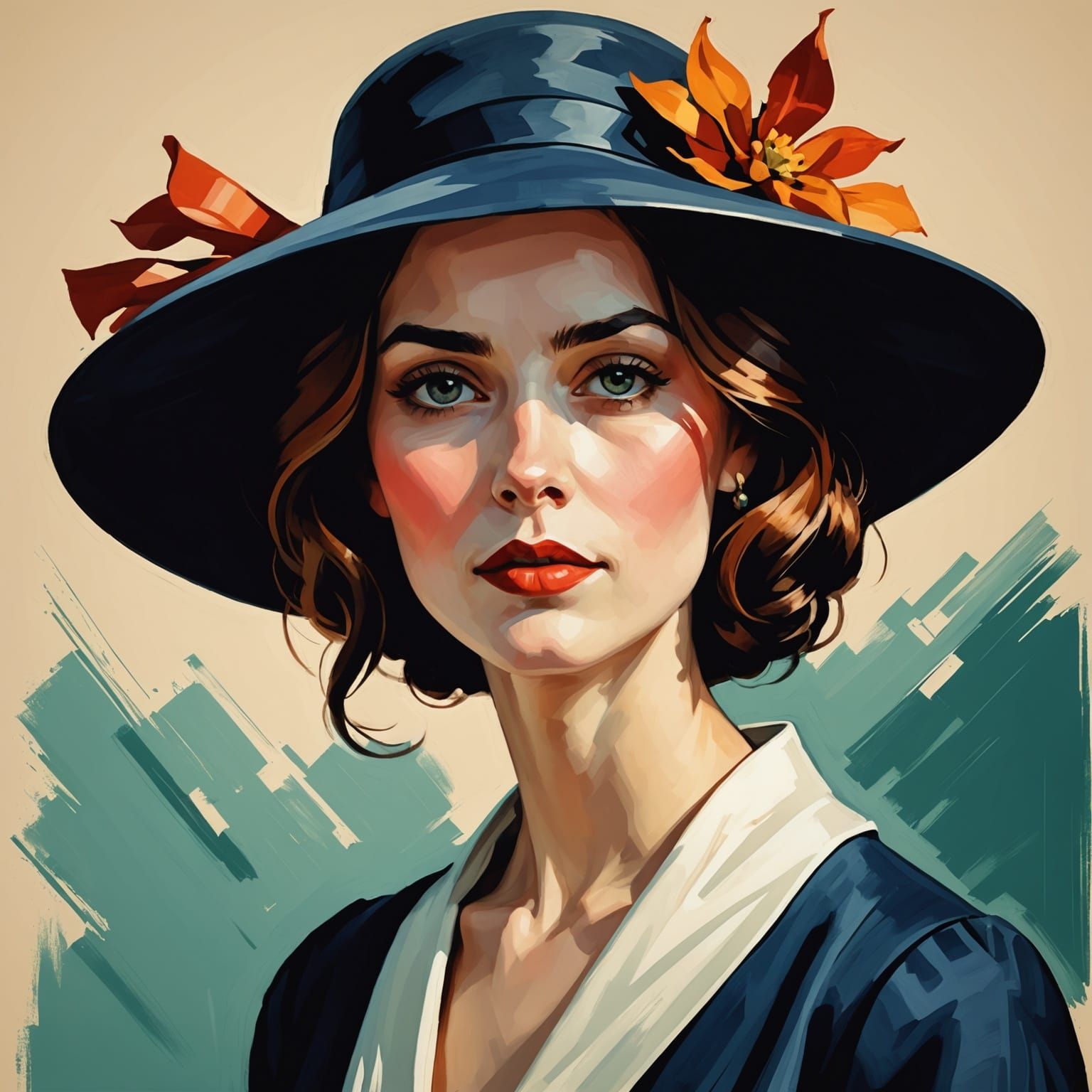 Woman's Portrait in the Style of Robert Henri