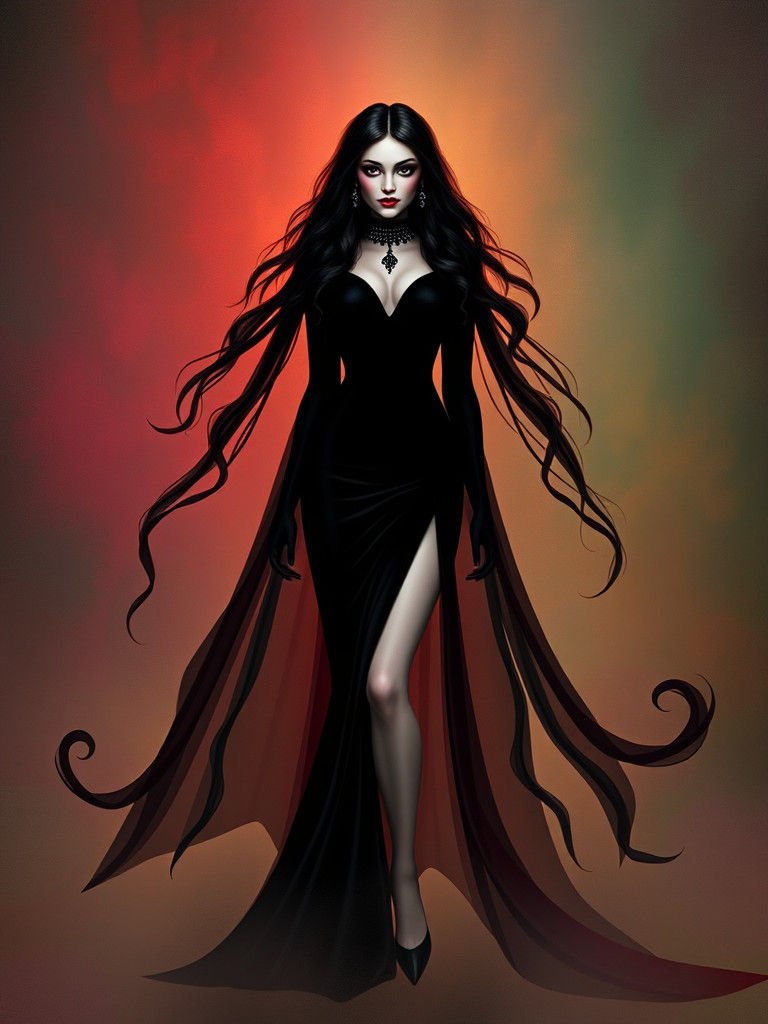 Morticia Addams Reimagined in Vibrant Colors