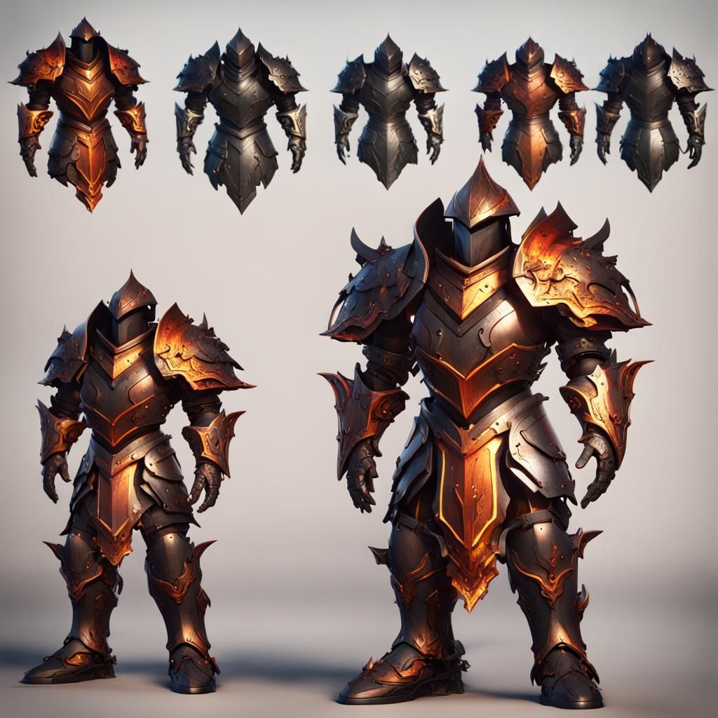 Fire Animated Armor in Detailed Matte Painting