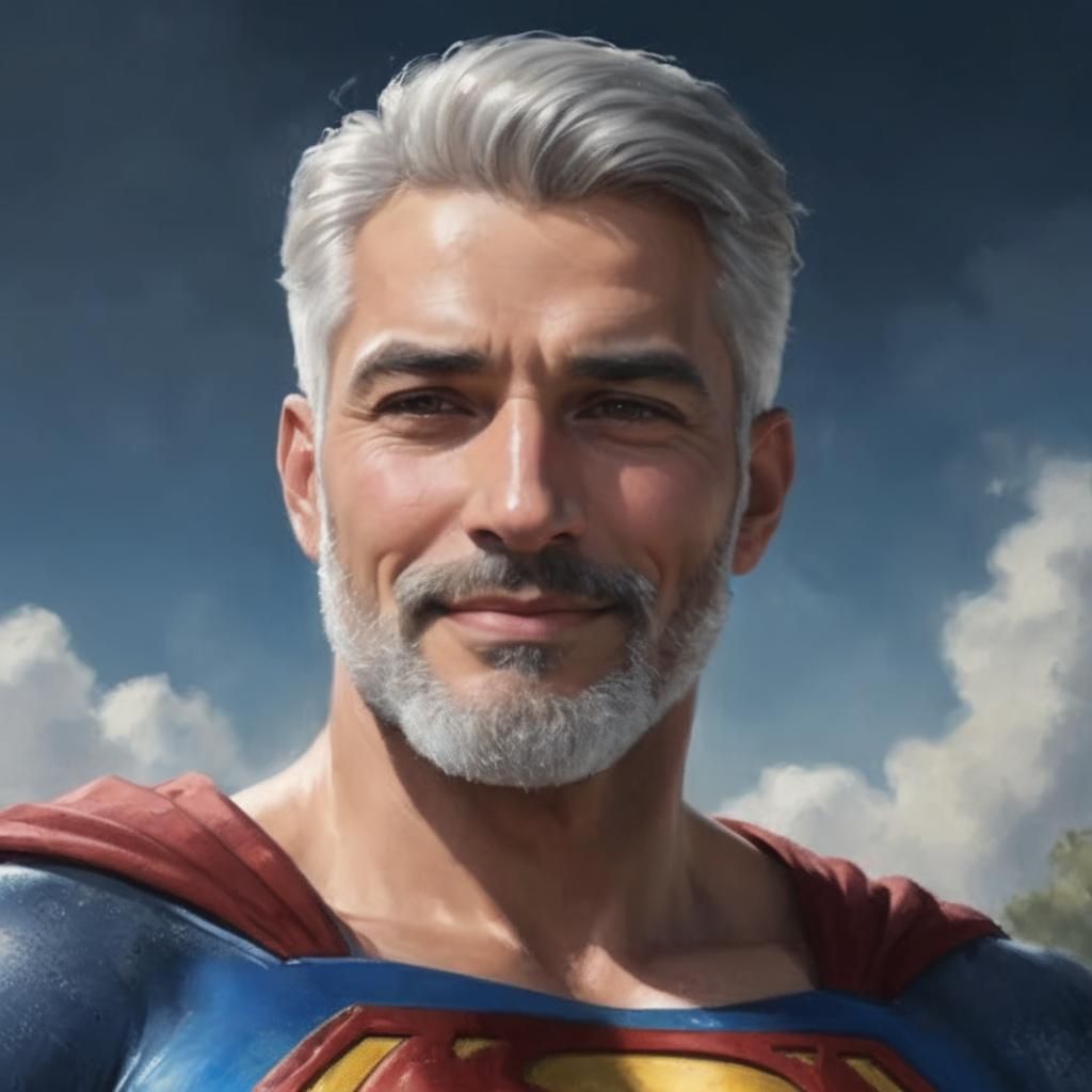 Silver-Haired Hero in Impressionist Oil Painting Style