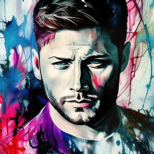 Ink splash of Jensen Ackles.