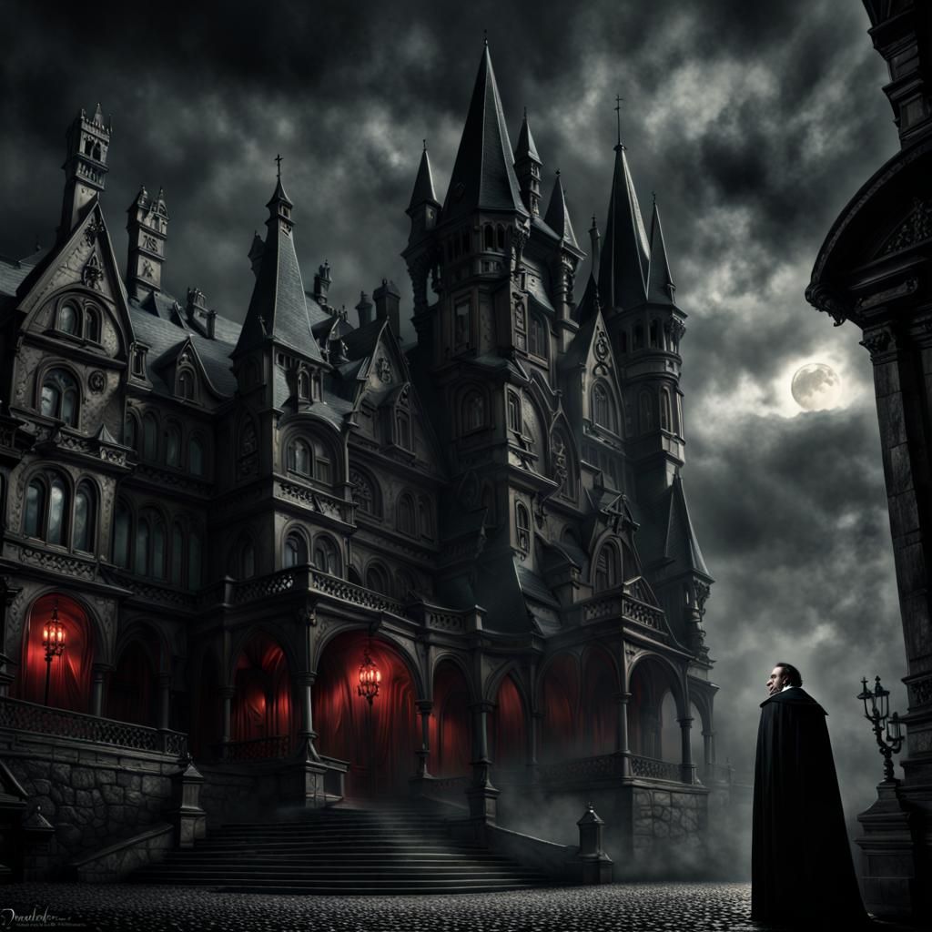 Sinister Dracula Portrait in Digital Matte Painting Style