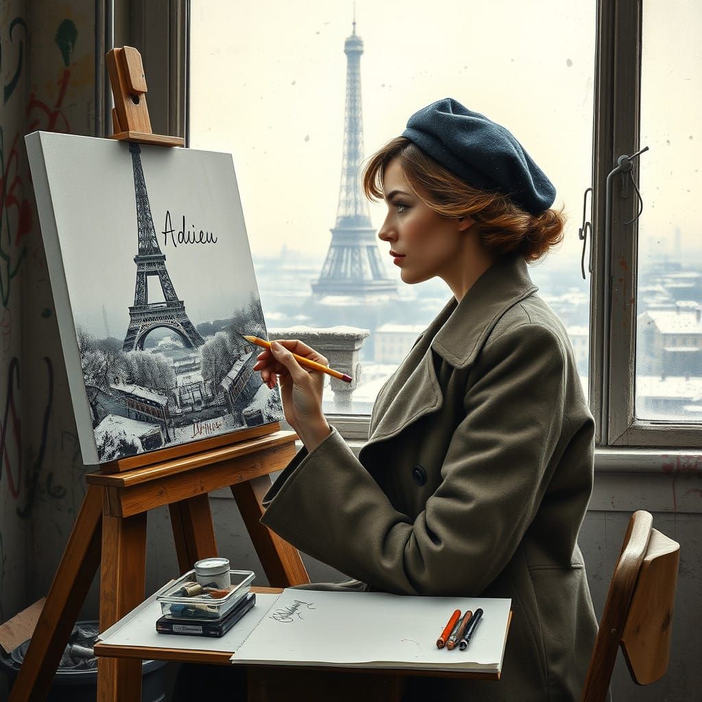 Realistic Cityscape Painting in Wartime France