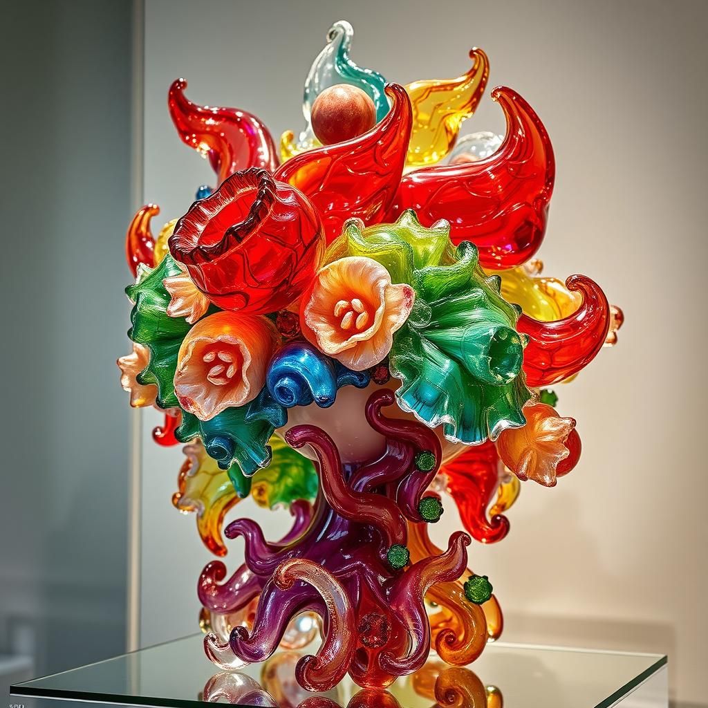 Enameled Glass Sculpture in Hyperrealistic Detail