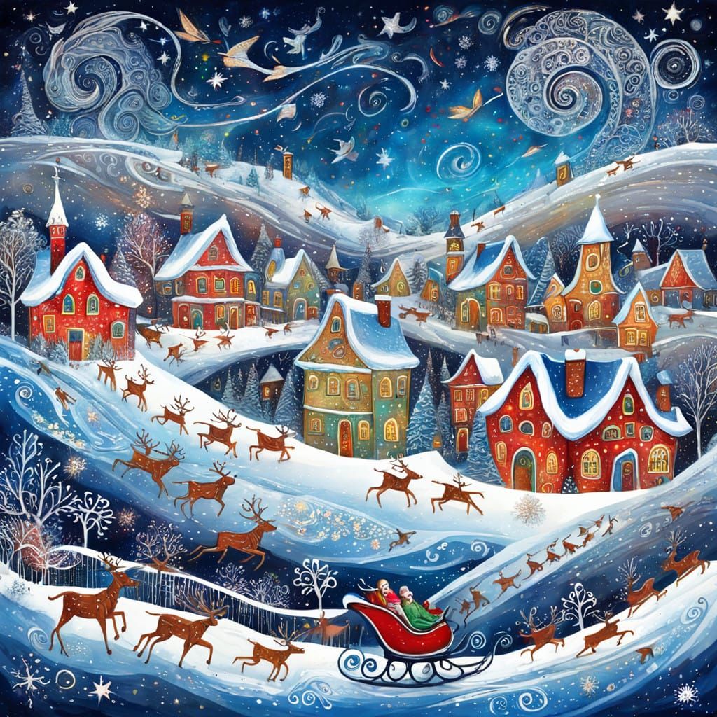 Ethereal Holiday Dreamscape with Vibrant Colors