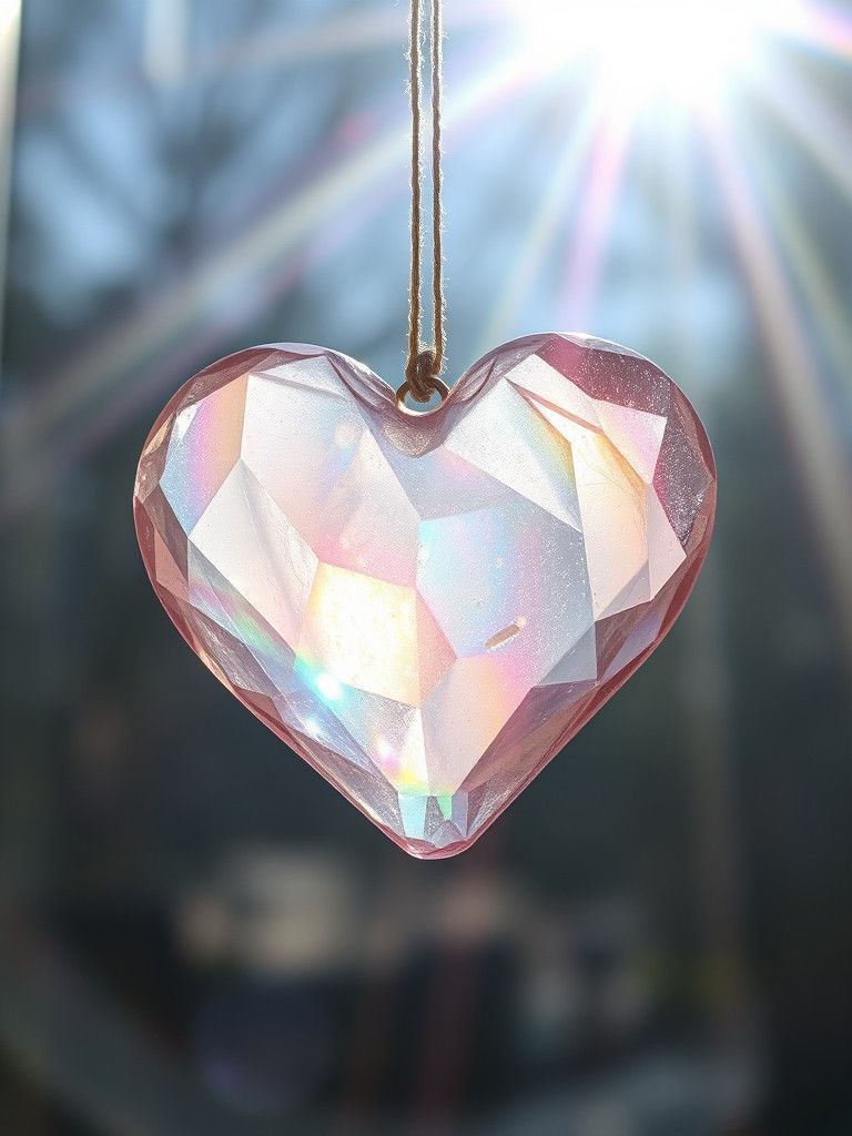 Heart Crystal Prism with Rainbow Sunlight