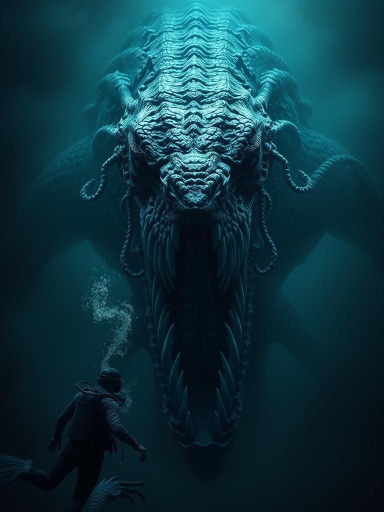 Colossal Reptilian Cryptid Emerges from Ocean Depths