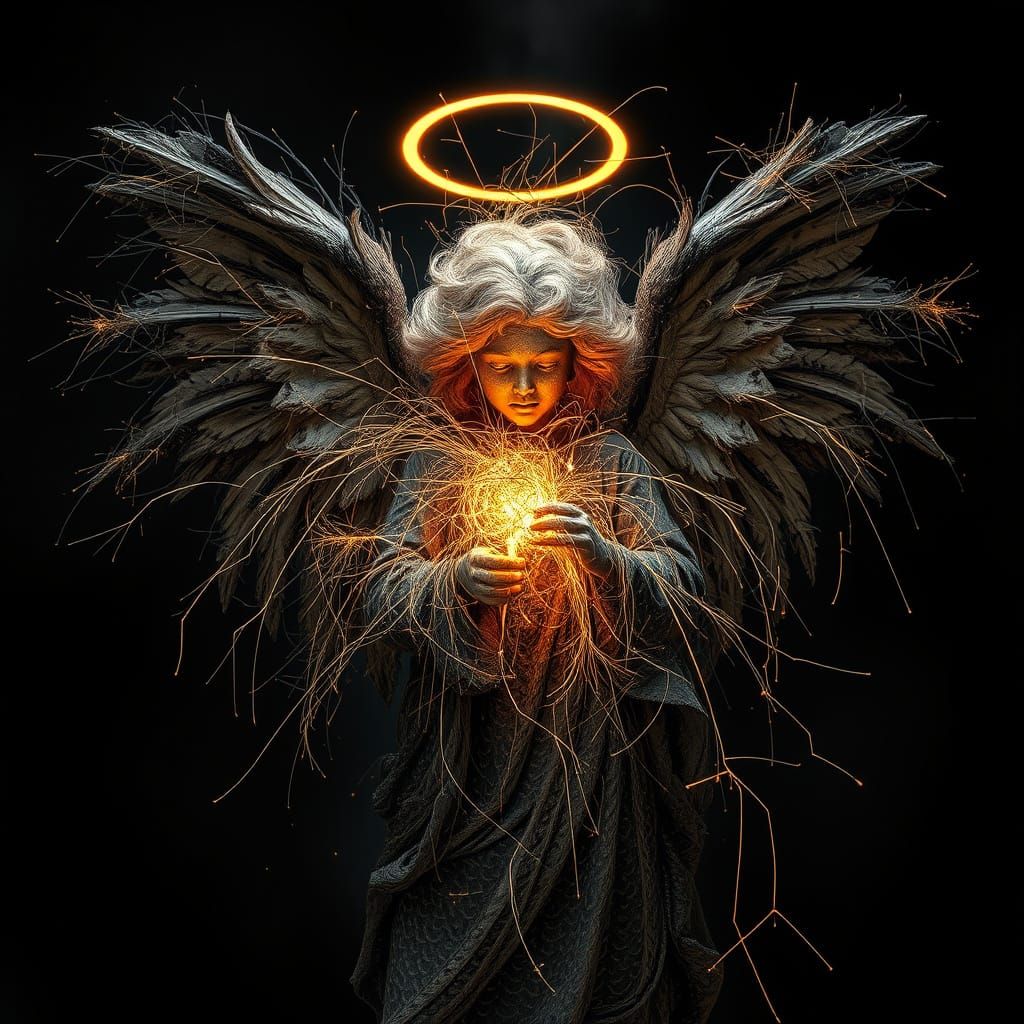 Angel with Steel Wool Hair