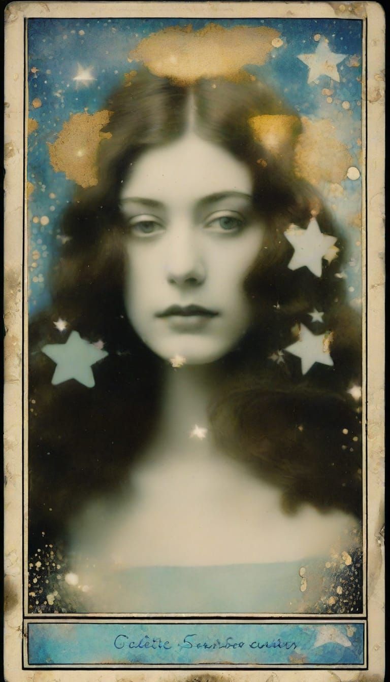 Golden Shimmer Tarot Reader Under Blue Moonlight