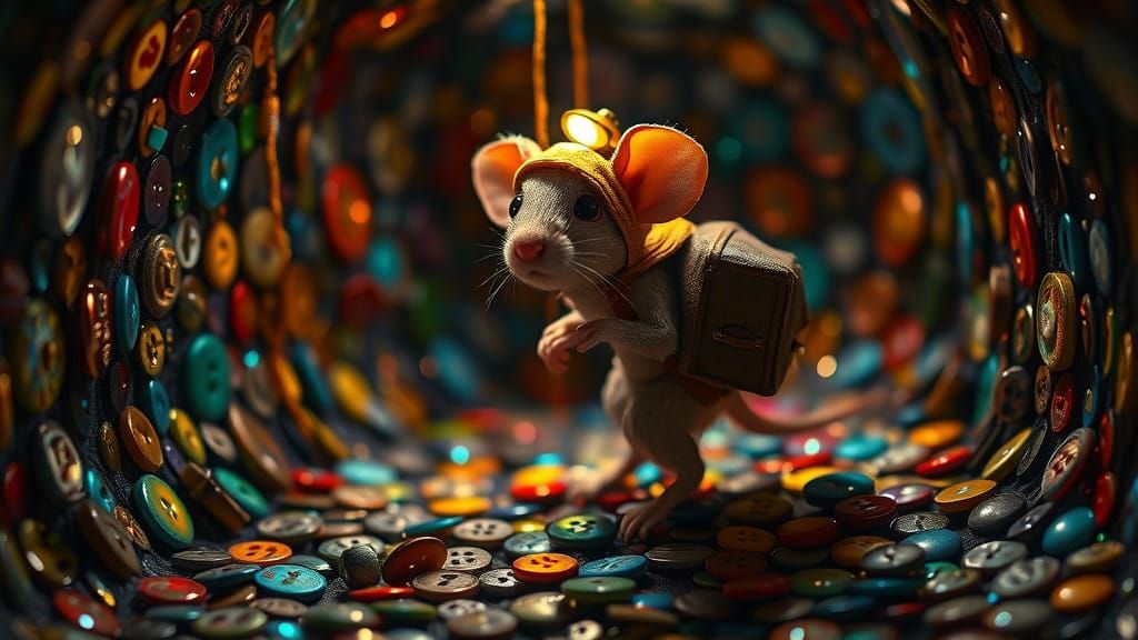 Glowing Mouse Explorer in Vibrant Button Mosaic