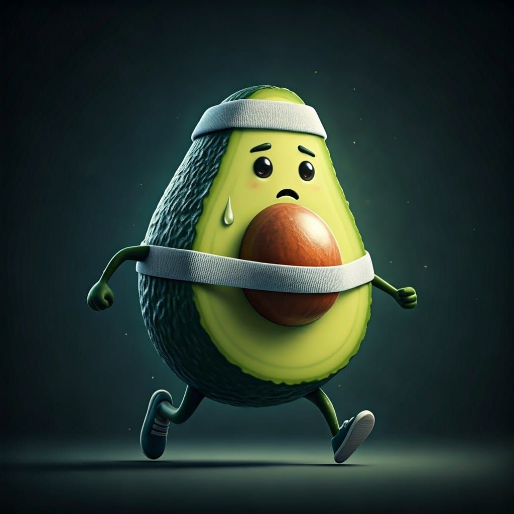 Avocado Athlete: Hyper-Realistic 3D Digital Art