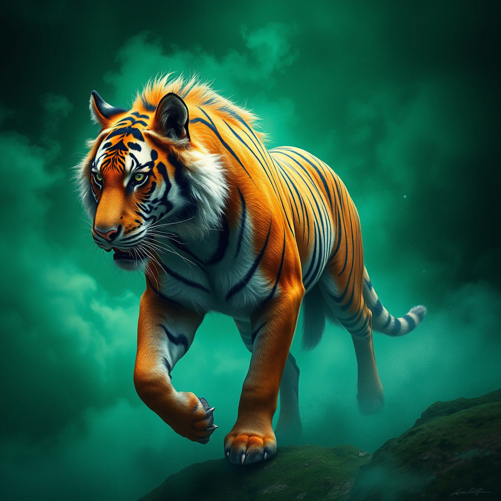Tiger-Horse Hybrid in High-Fantasy Style