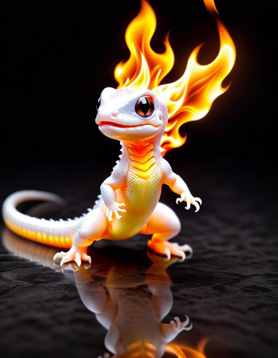 Fiery Pastel Salamander in Contemporary Style