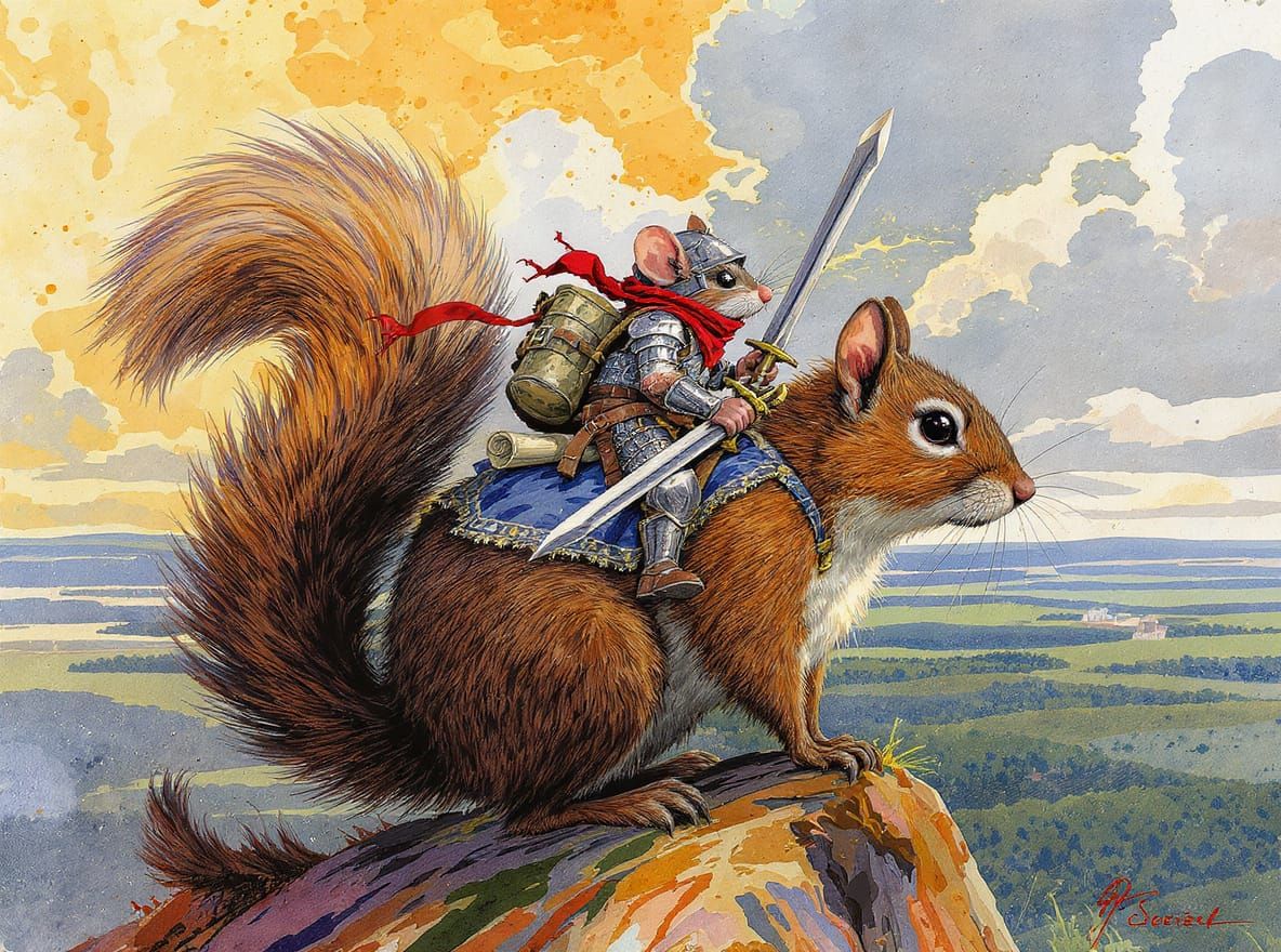 Mouse Knight and Squirrel Steed Fantasy Adventure