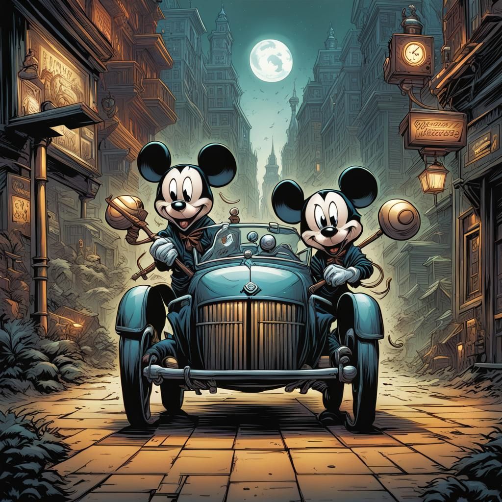 Three Mouseketeers in Comic Book Art Style