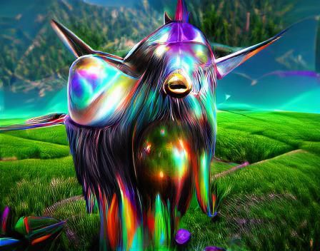 Iridescent Galaxy Yak in 3D