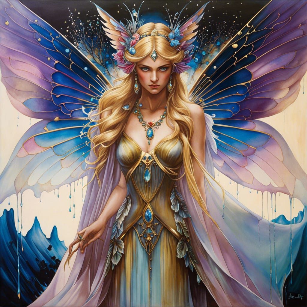 Ethereal Fairy with Watercolor Wings