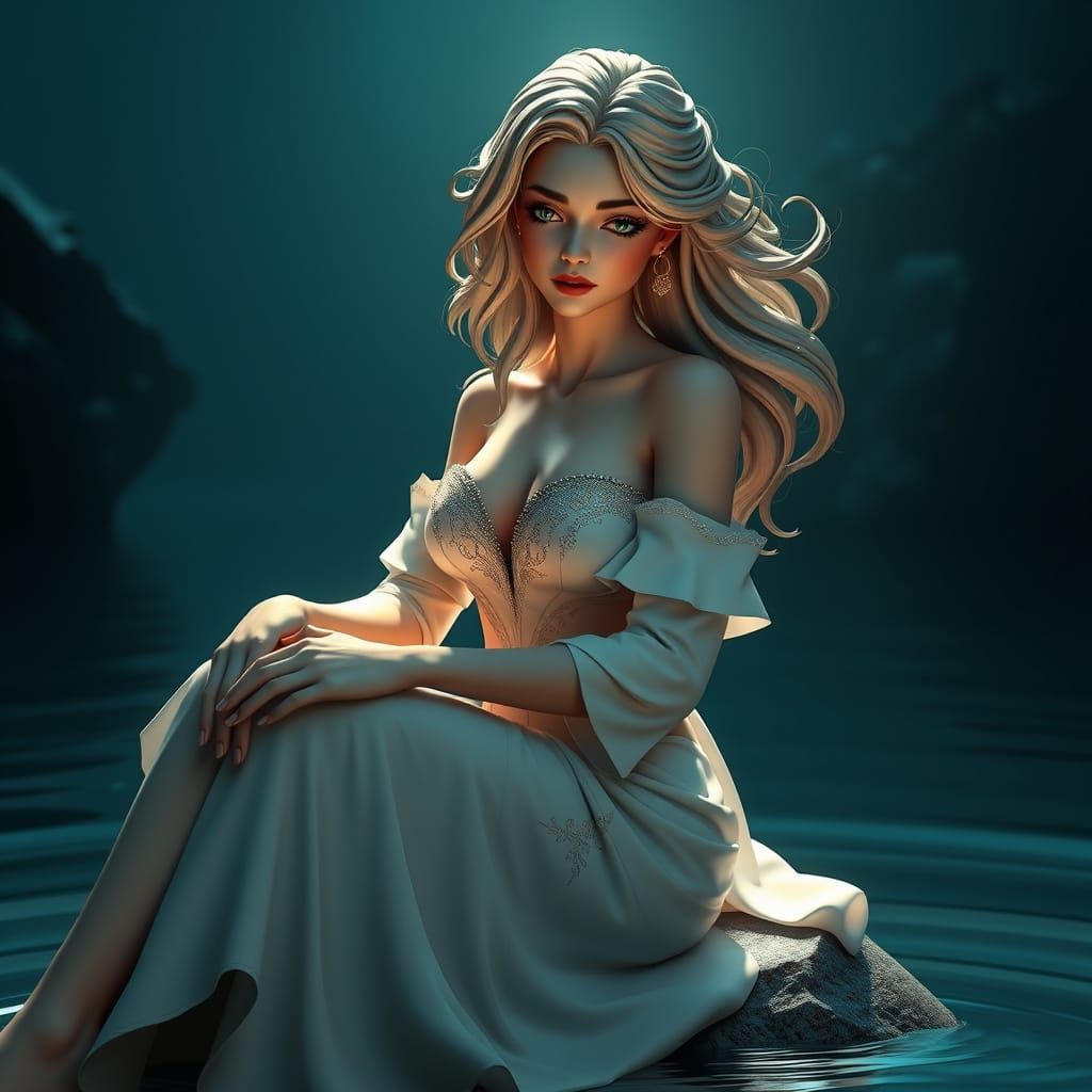 Ethereal Goddess of the Waters in 3D Render