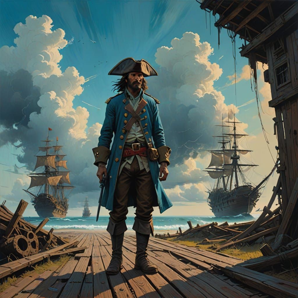 Pirate's Loyal Companion in Vibrant Attire