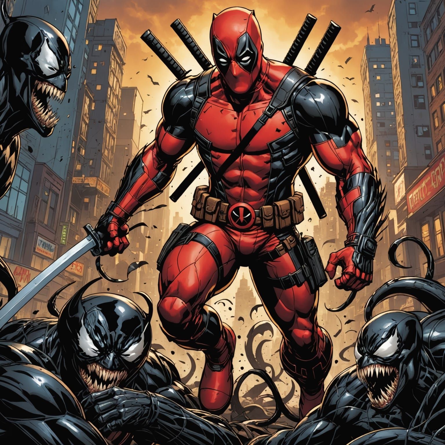Venom Overpowers Deadpool: Comic Book Art
