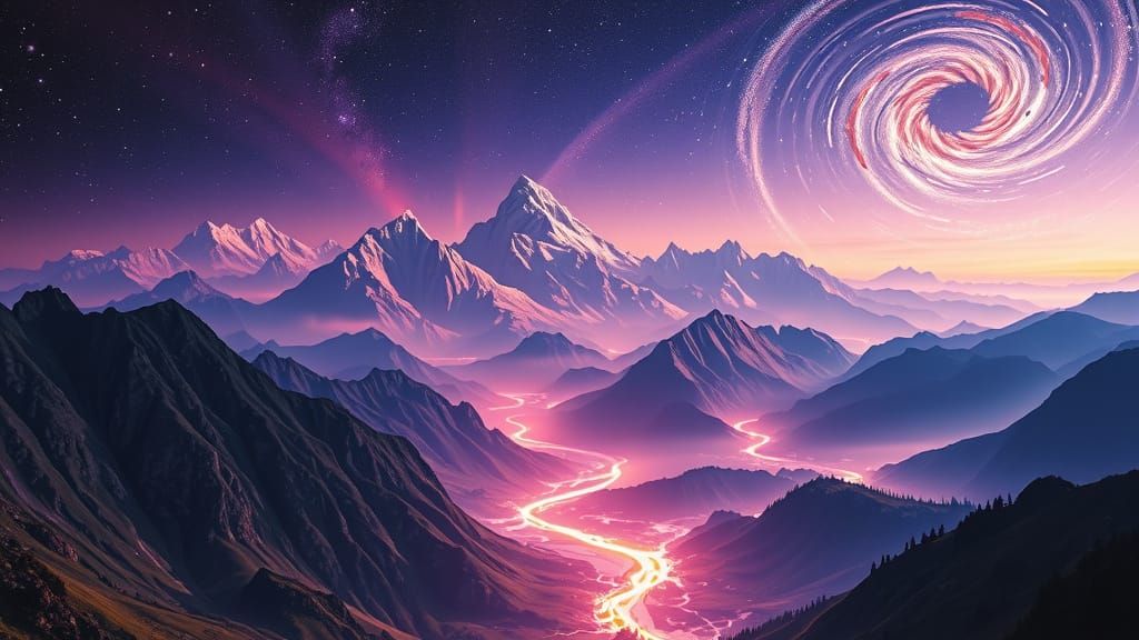 Celestial Mountain Range in Dreamlike Harmony
