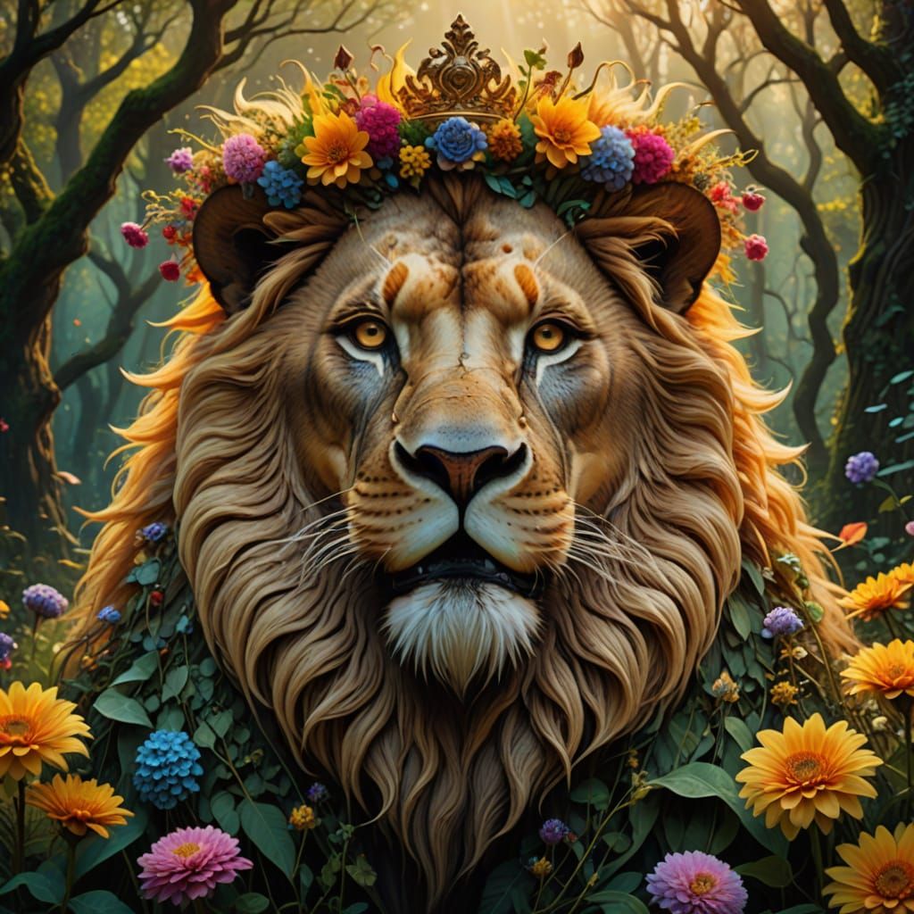 Surreal Lion's Majestic Crown Blooms in Golden Hour