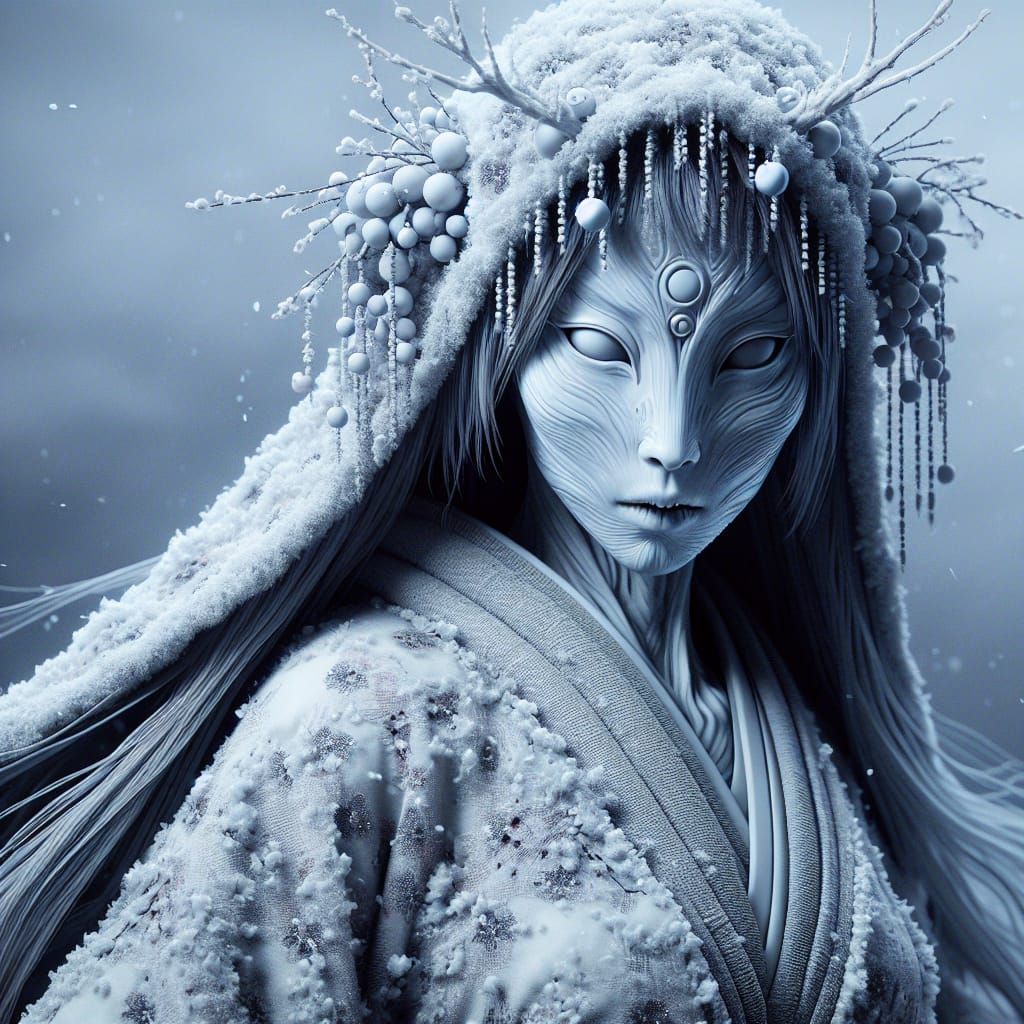 Hyperrealistic Yuki Onna in HDR