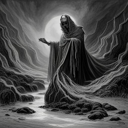 Dark Fantasy Horror Illustration in Doré Style