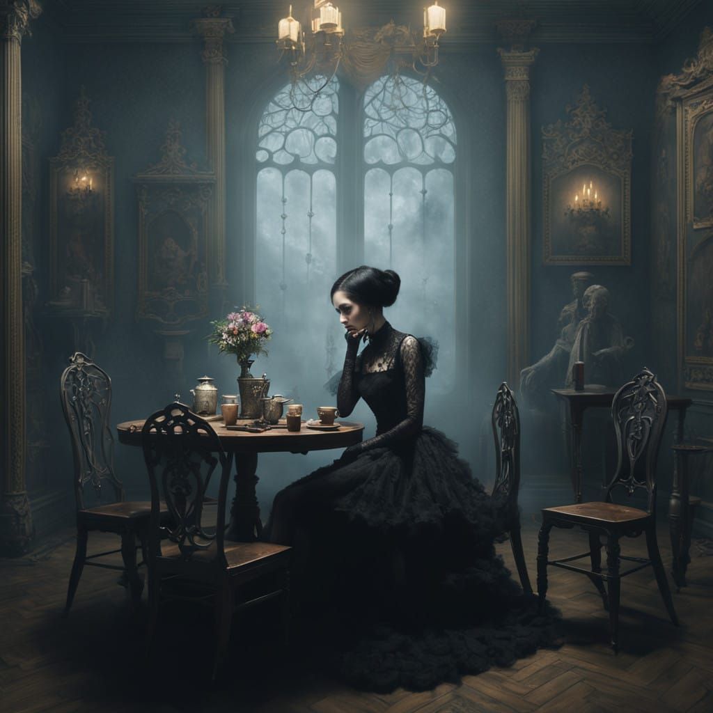 Goth Coffee Shop Mystery in Mysterious Fog