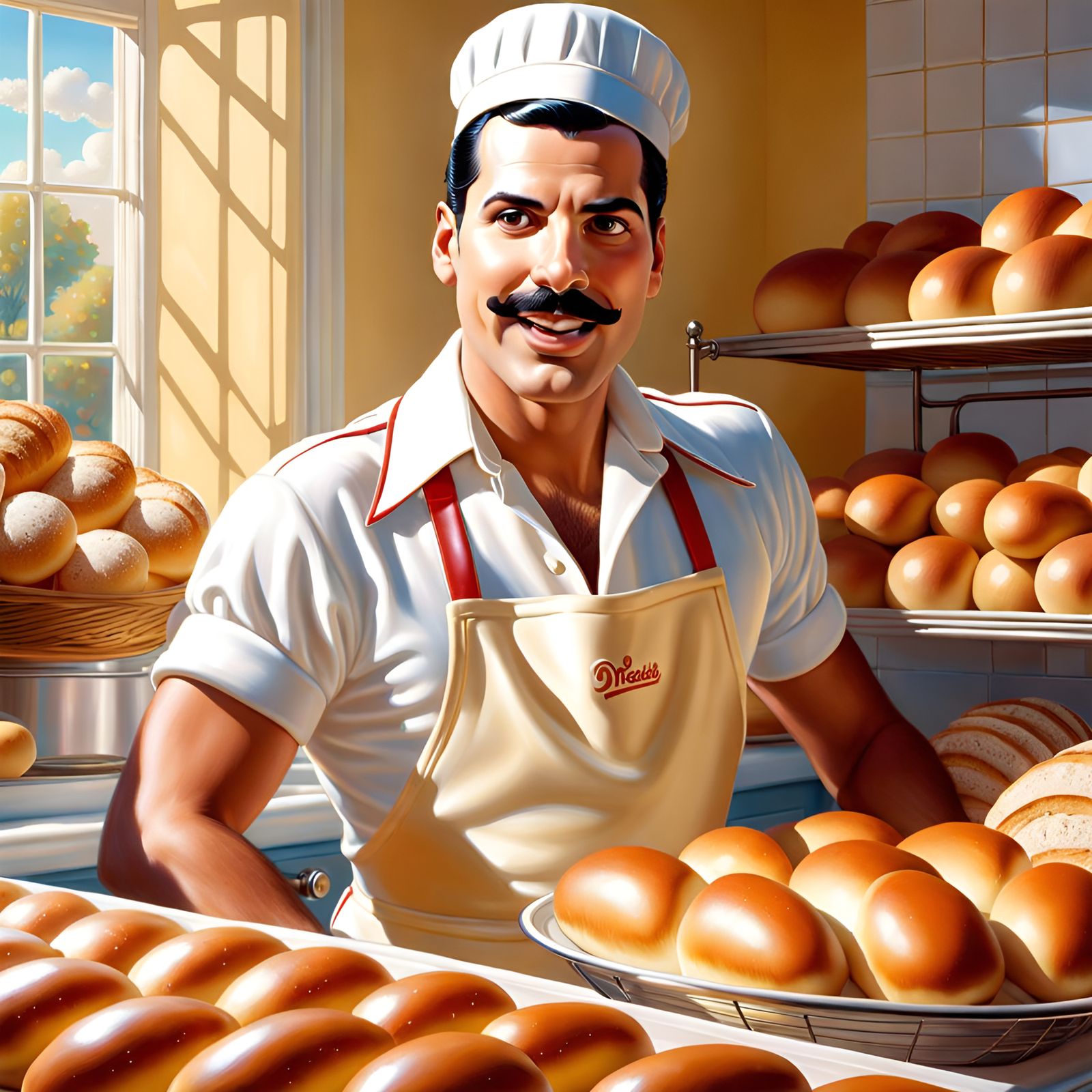 Freddie Mercury as Baker, Pixar-Style 3D Render