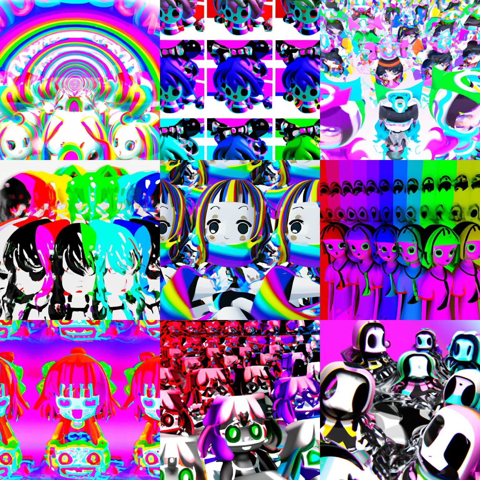 Psychedelic Anime Gas Mask Dolls: 3D Horror Figurine