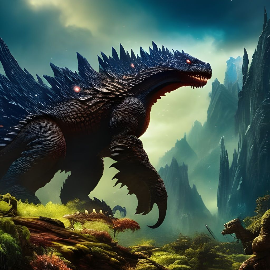 Giant Gnarled Hill Troll in Dystopian Landscape