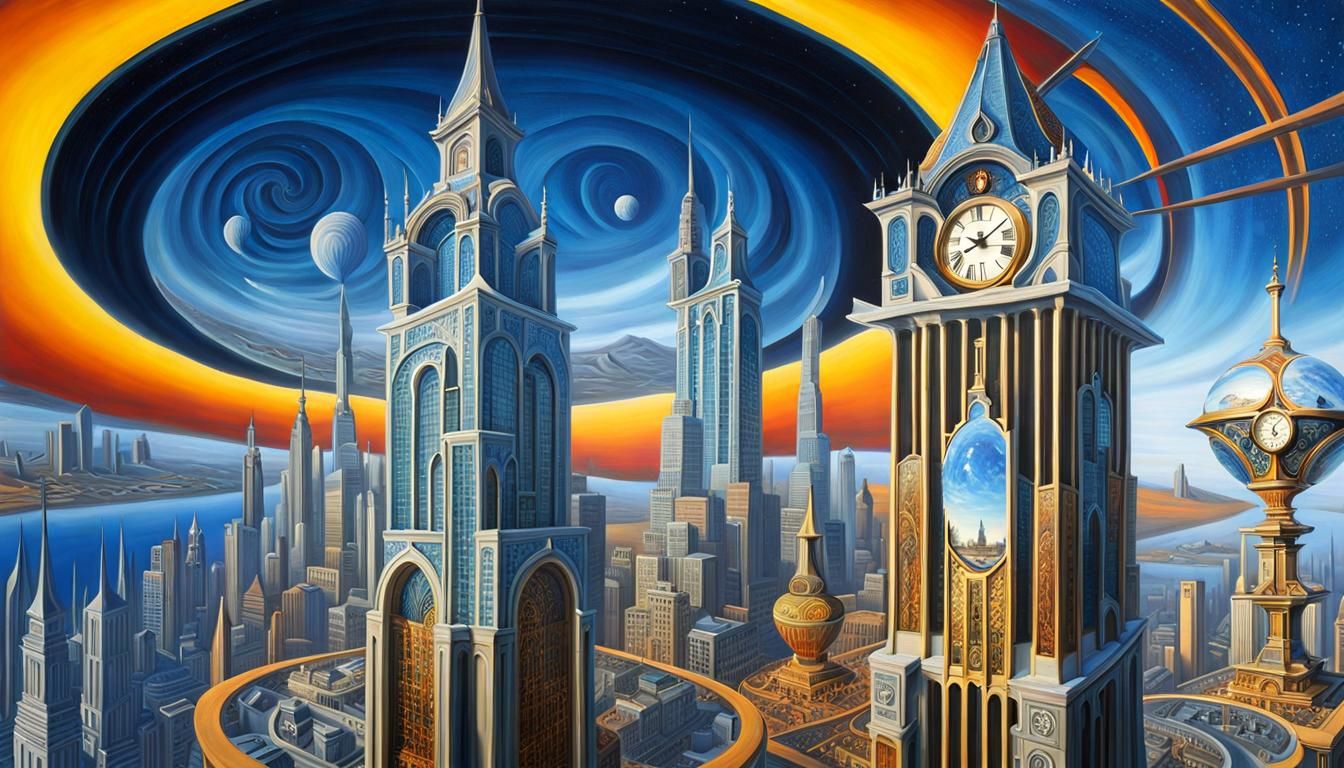 Surreal Clock World of Abstract Architecture
