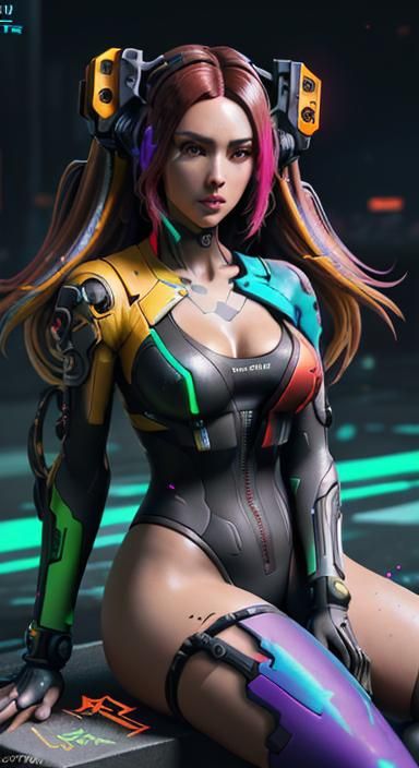 Anime Girl as Nintendo Switch in Cyberpunk Style