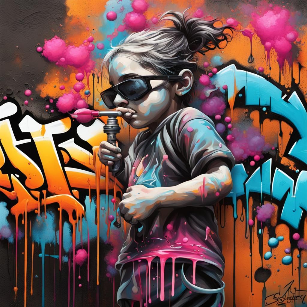 Cyrus the Great in Graffiti Street Art Style