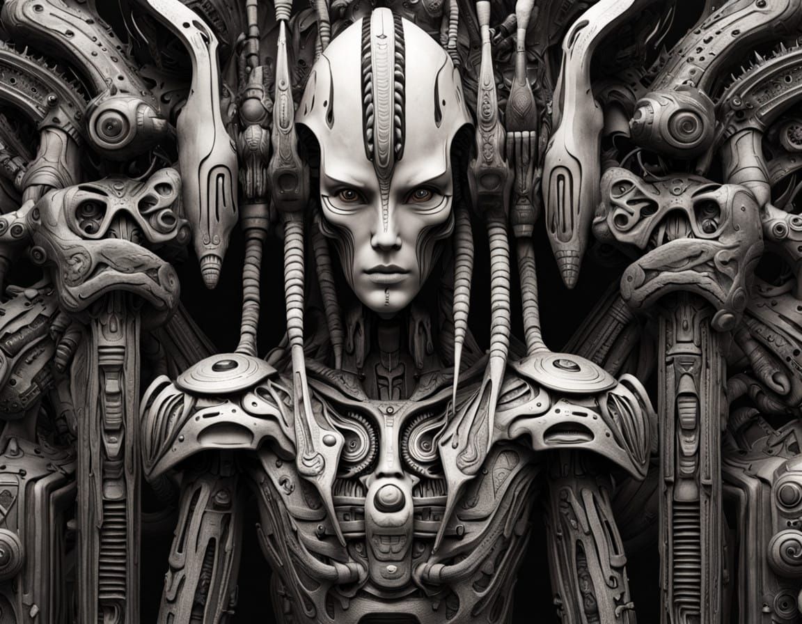 Surreal, Cyberpunk Human Form in Vibrant, Synthetic Floral D...