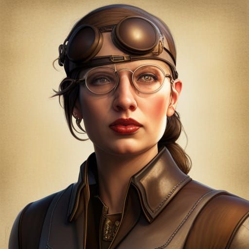 Steampunk Aviatrix Portrait in Hyperrealistic Detail