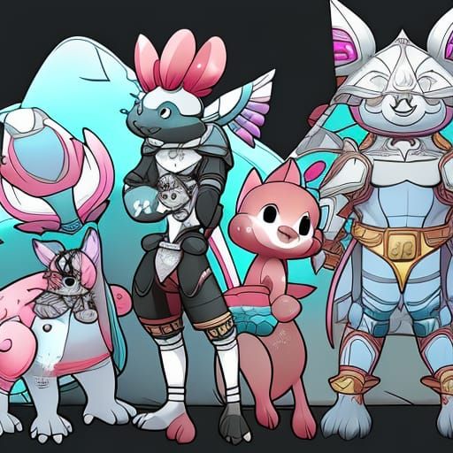 Kawaii Cute Animals Coloring Page in Black and White