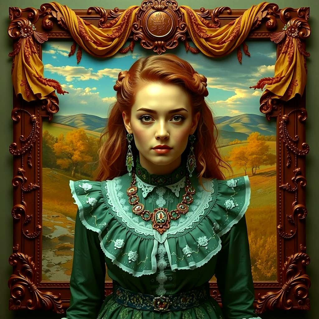 Figure in Antique Clothing in French Countryside