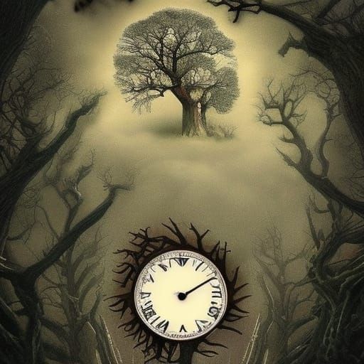 Clockwork Yggdrasil Tree in Dark Fantasy Style