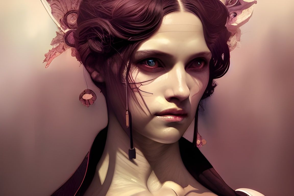 Tragic Portrait of Female Inquisitor in Watercolor