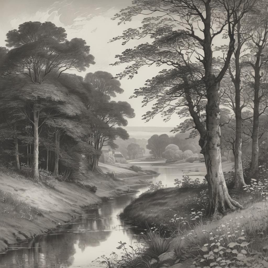 Dreamy Countryside in Watercolor Style