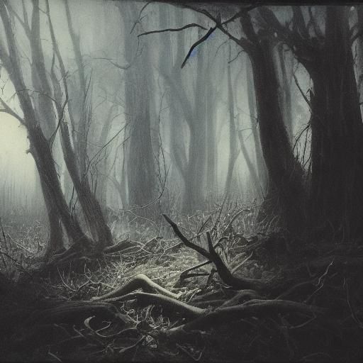 Eerie Forest Girl in Dark Fantasy Style