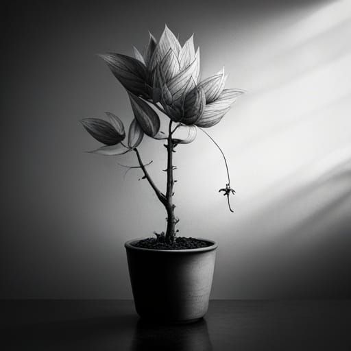Houseplant Casting Spell, Ambient Light, Artistic Drawing
