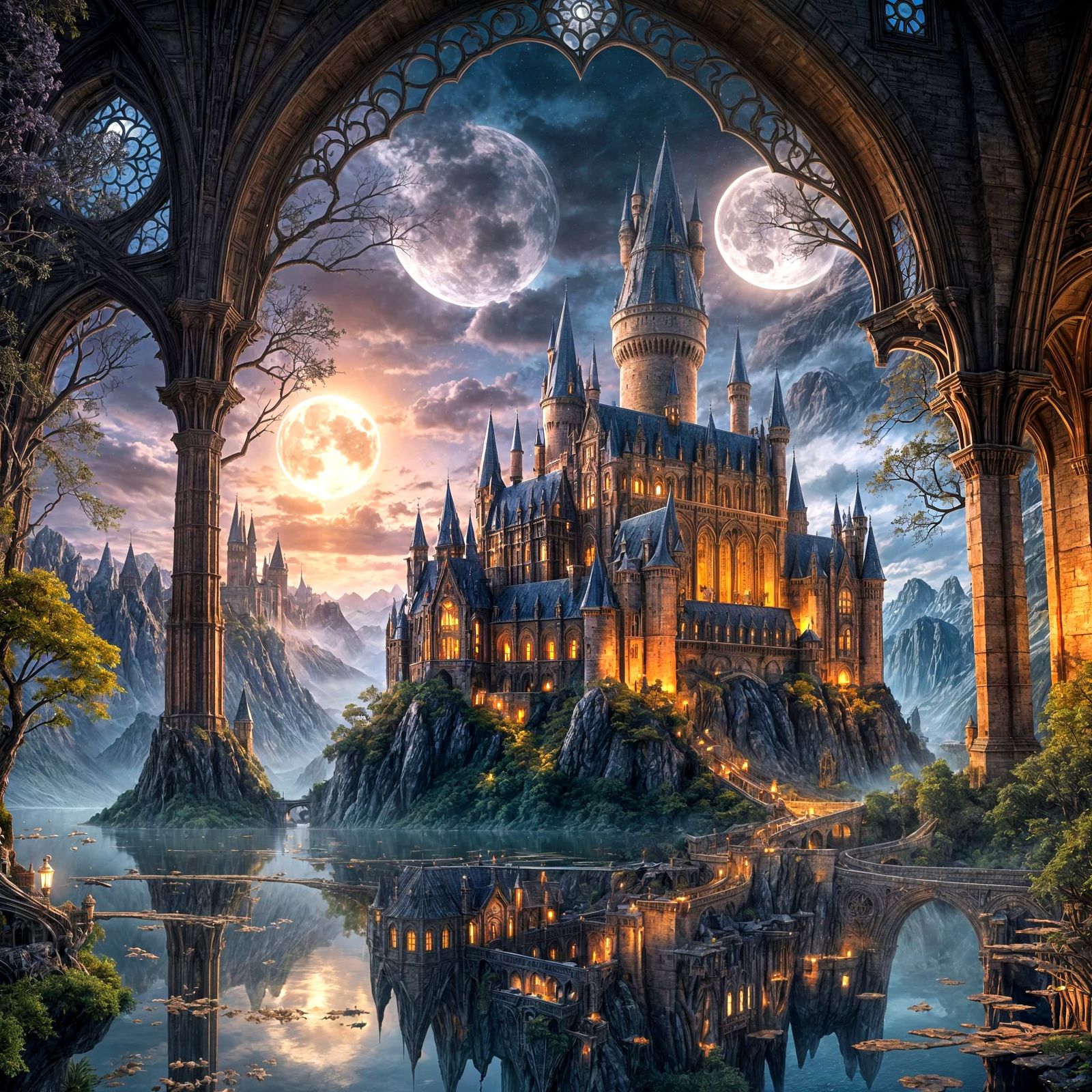 Hyperrealistic Hogwarts Matte Painting in Unreal Engine 5